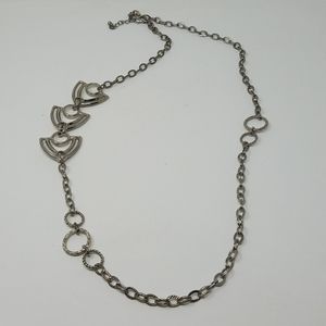 Vintage women metal chain belt silver tone